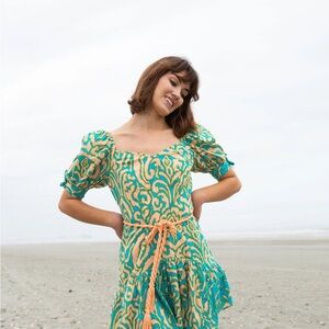 Anna Cate Emory‎ Dress Size M Teal Block NWT 100% Cotton